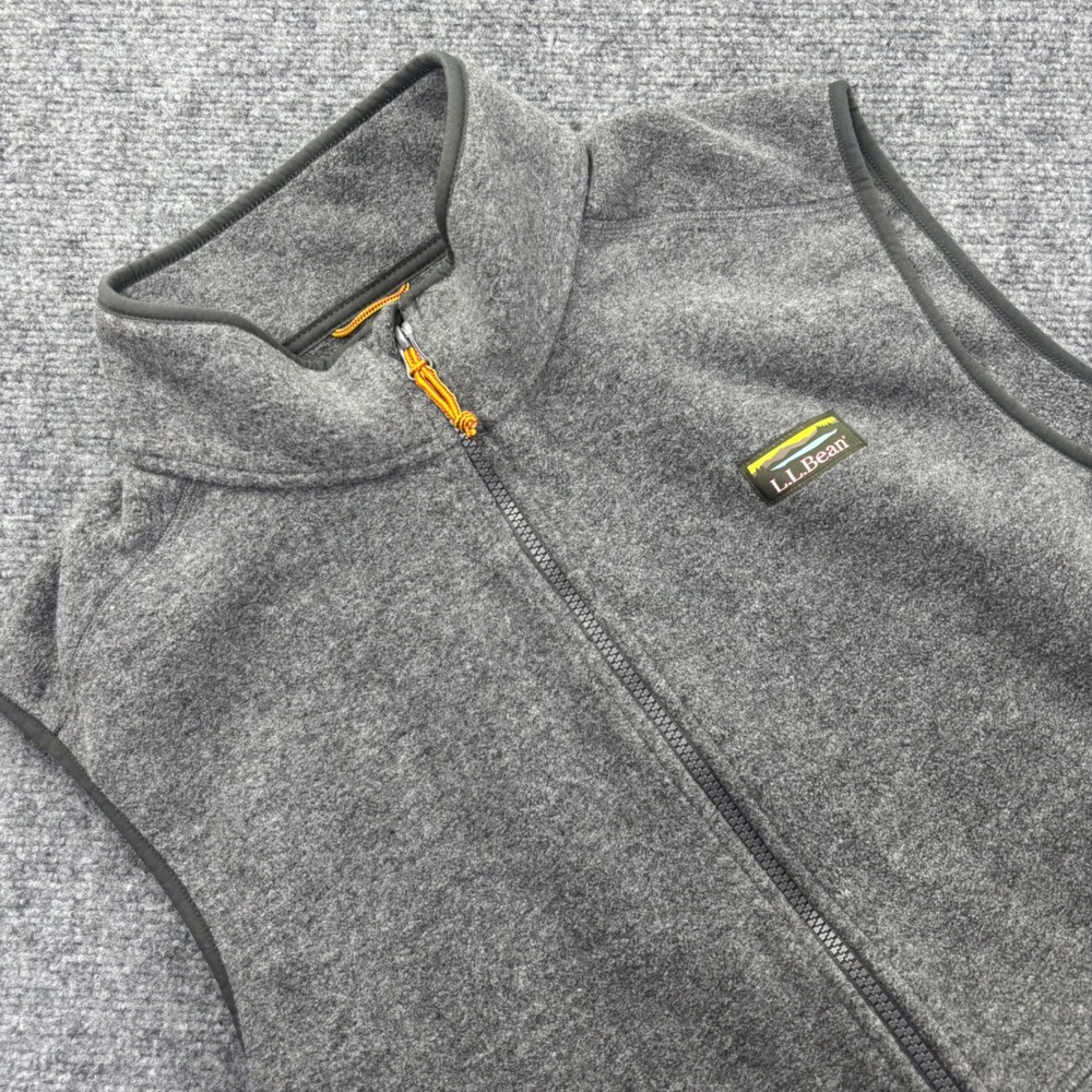 LL Bean Fleece Vest Large Gray Full Zip Recycled Polyester Men's